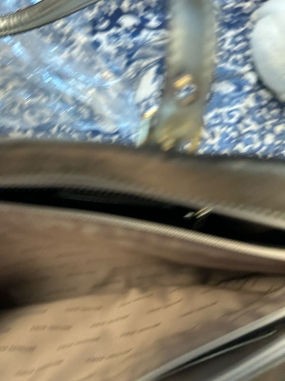 Michael Kors Metallic Silver Quilted Tote with MK Charm - Picture 13 of 15